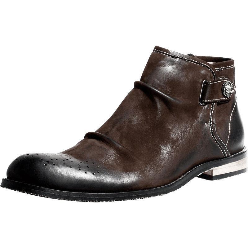 mens leather dress boots with zipper