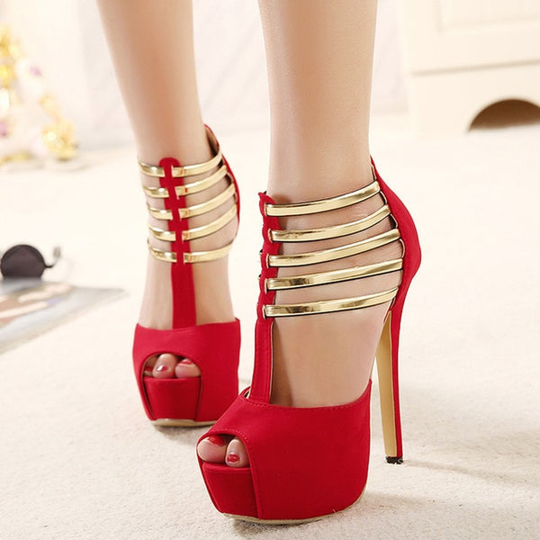 peep toe red shoes