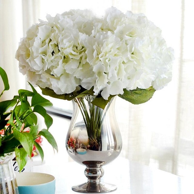 Artificial Flower Hydrangea 5 Heads Silk Hydrangea Bouquet for Wedding Party New Year Decoration Fake Flowers Home Decor