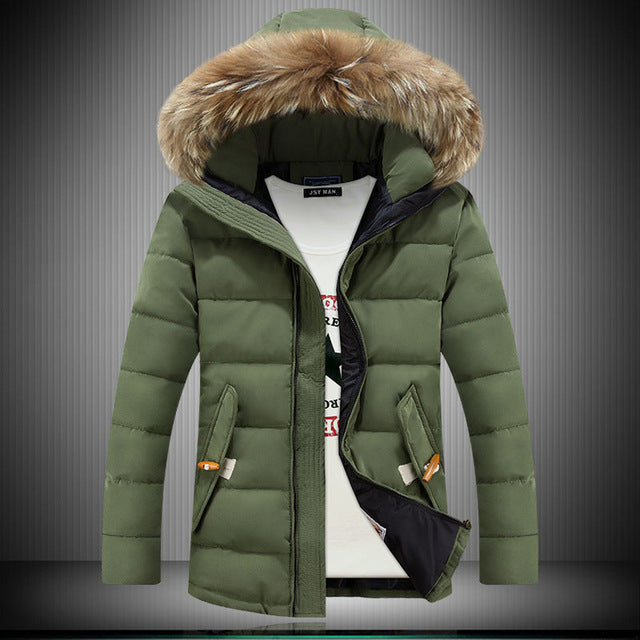 mens long jacket with fur hood