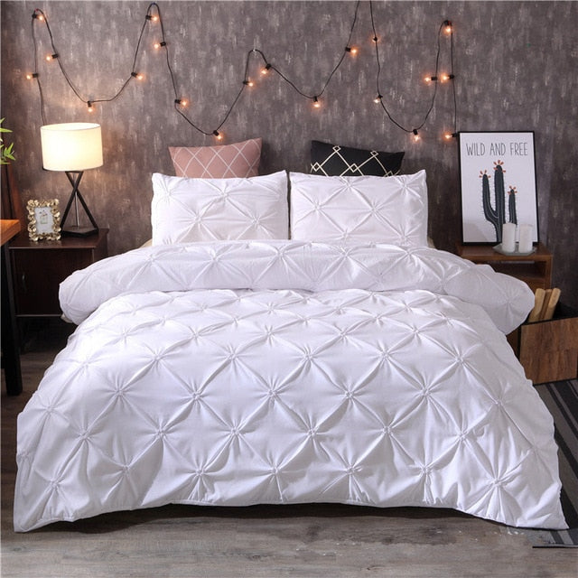 2 3pcs European Style Bedding Set Luxury Pinch Pleat Duvet Cover