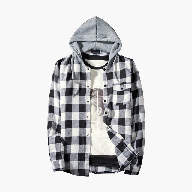 plaid shirt hoodie men's