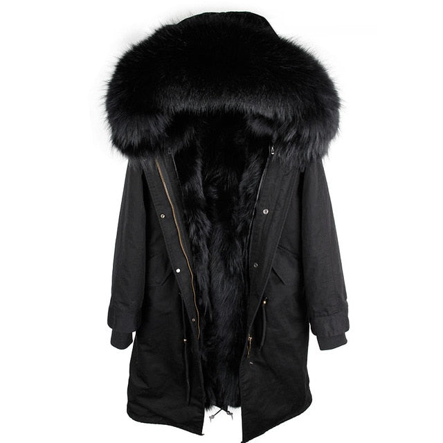 ladies parka coat with fur hood