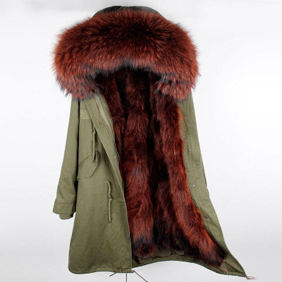 mens red parka with fur hood