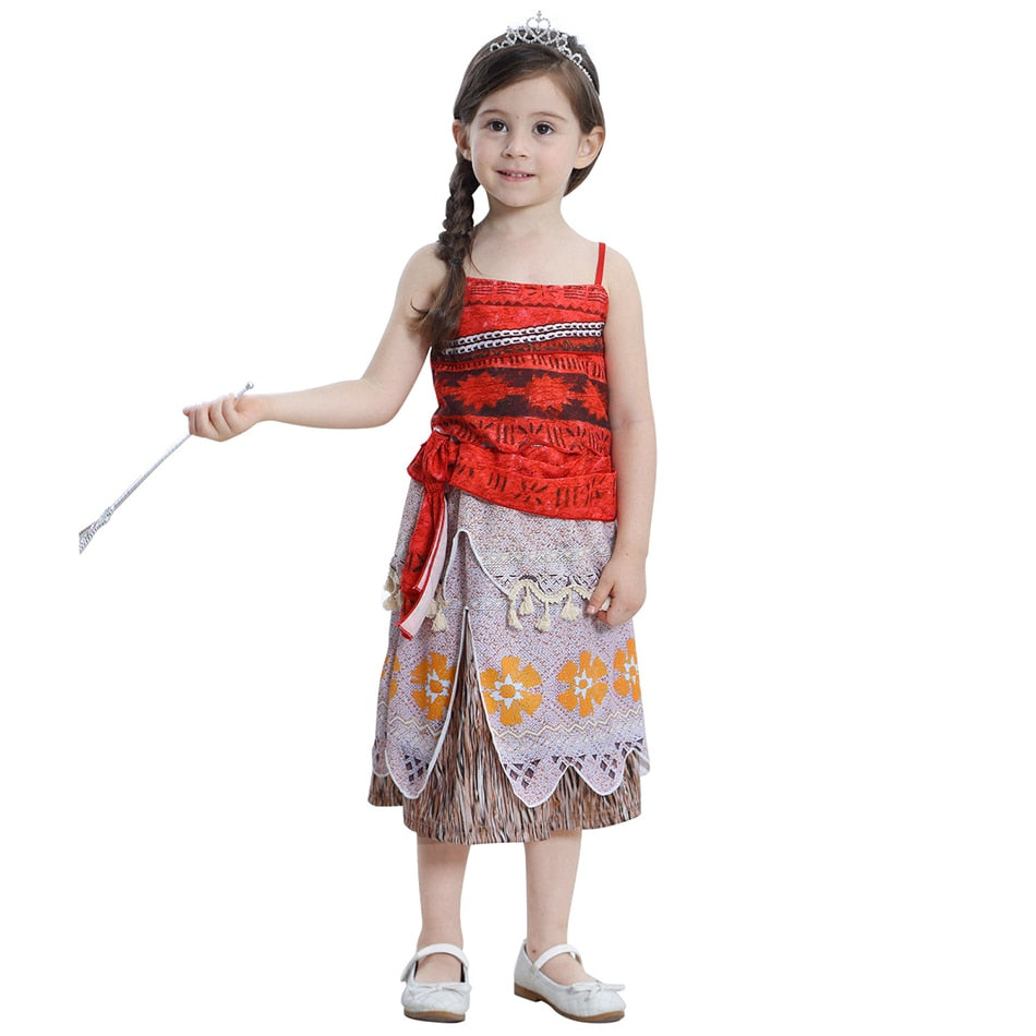 Moana Dresses Girls Clothes Kids Vaiana Birthday Fantasy Outfit Summer Beach Clothing Set Children Tops And Pettiskirts