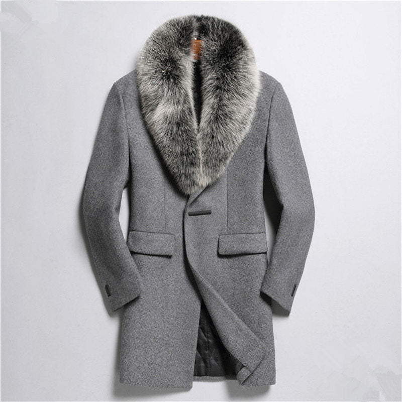 wool coat with fox fur collar