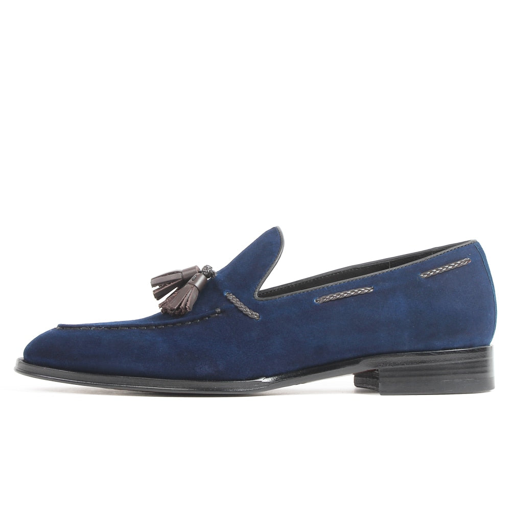 blue casual loafers