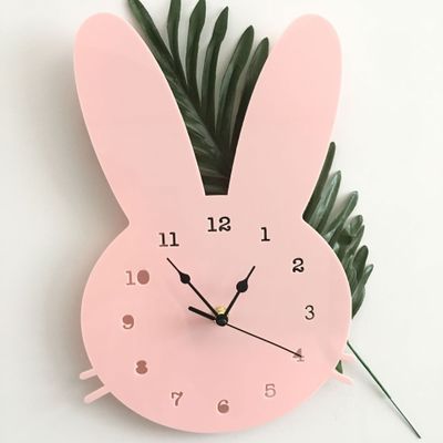 Nordic Wooden Rabbit Shaped Wall Clock Kids Room Decor Gender Neutral Wall Clock Nursery Baby Shower Gift Home Decoration