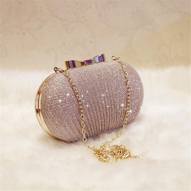 Golden Evening Clutch Bag Women Bags Wedding Shiny Handbags Bridal