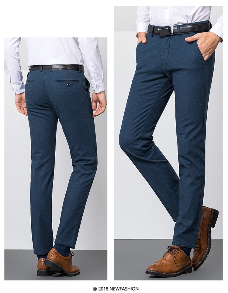 men's business casual blue pants