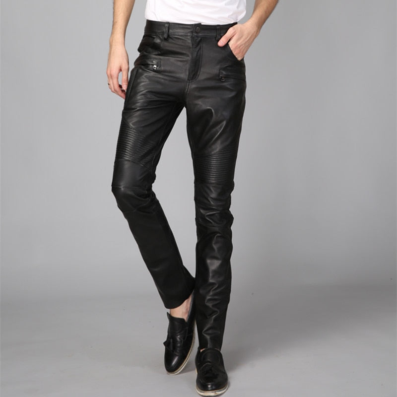 genuine leather skinny pants