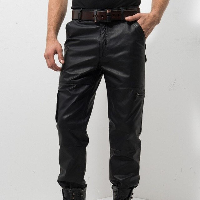 real leather joggers