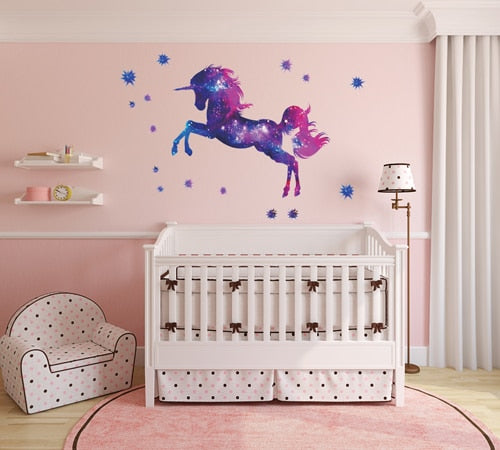 Cute Unicorn Flamingo Wall Stickers For Kids Rooms Girls Bedroom Decor Diy Poster Cartoon Animal Wallpaper Stickers On The Wall