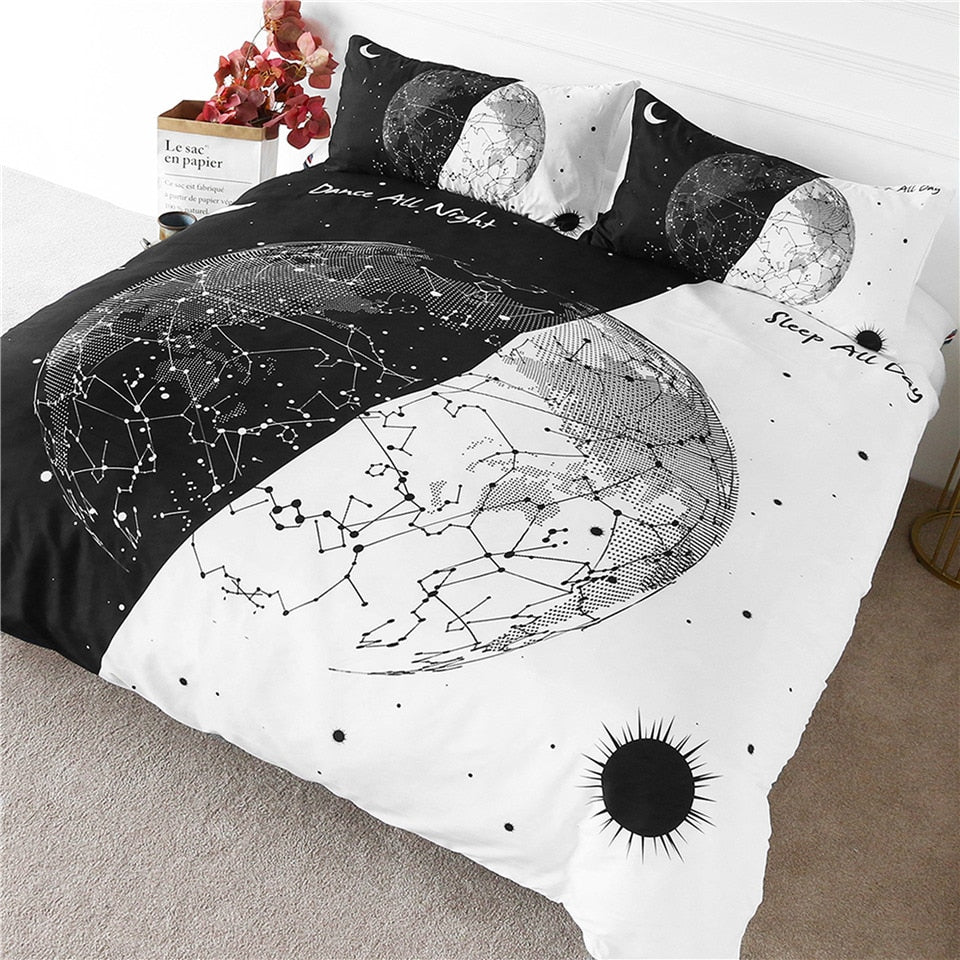 black and white bedding set