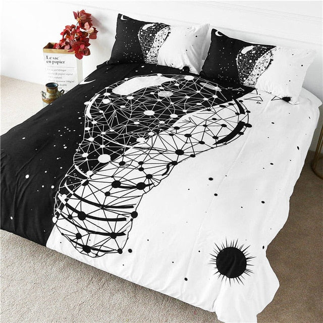 Earth Bulb Bedding Black White Stylish Duvet Cover Day And Night