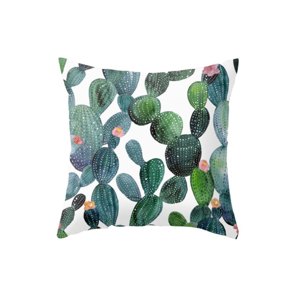 45x45 Polyester Diy Custom Cushion Square Dark Green Cactus Flower