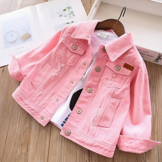 baby pink denim jacket