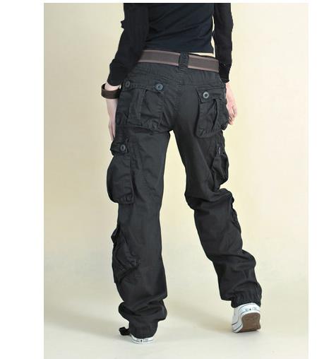 Women Cargo Pants 8 Pocket Cotton Hip Hop Trousers Loose Baggy Militar