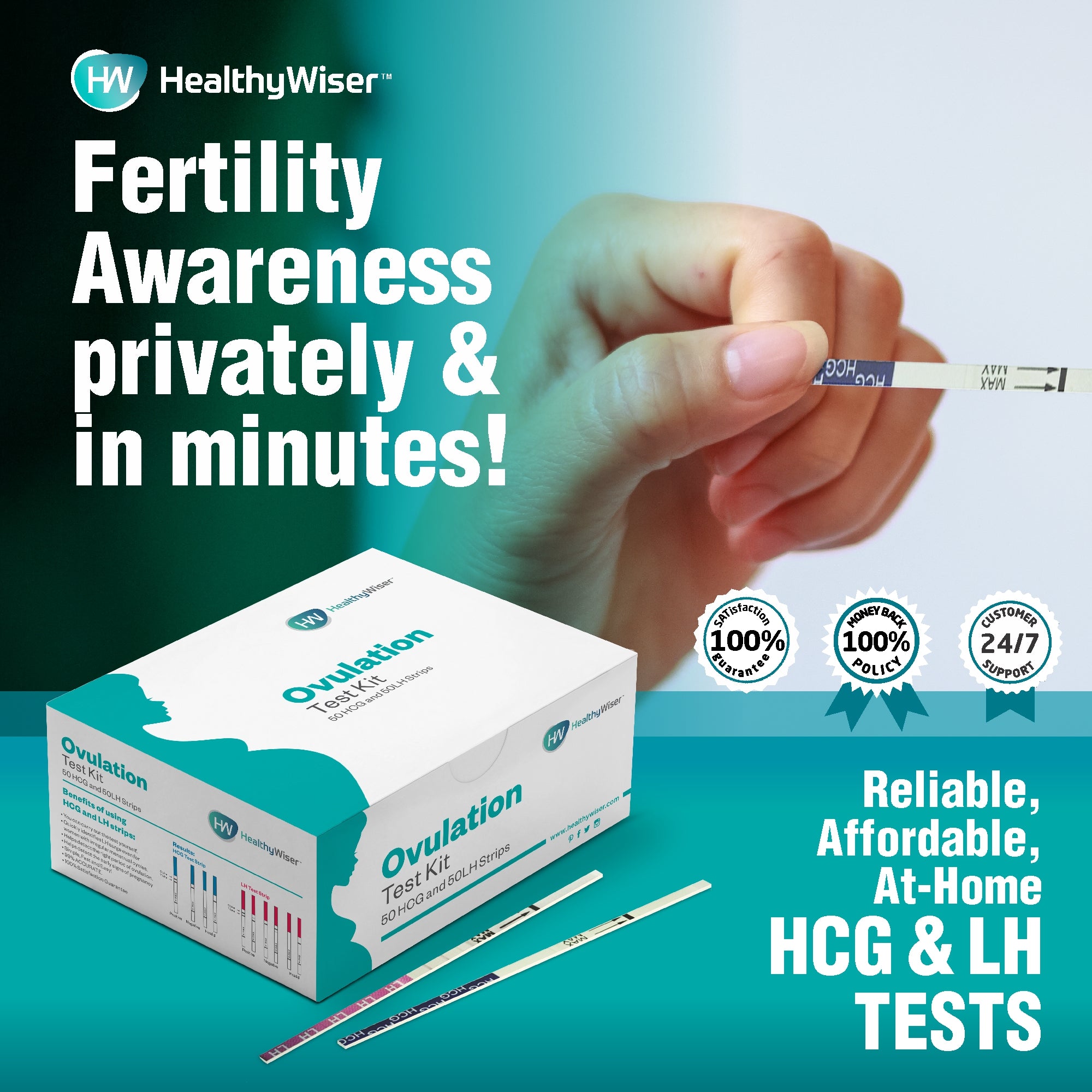 Pregnancy Test Kit, 50 Ovulation and 50 Pregnancy Test Strips - HealthyWiser