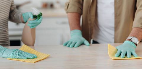 cleaning kitchen surface