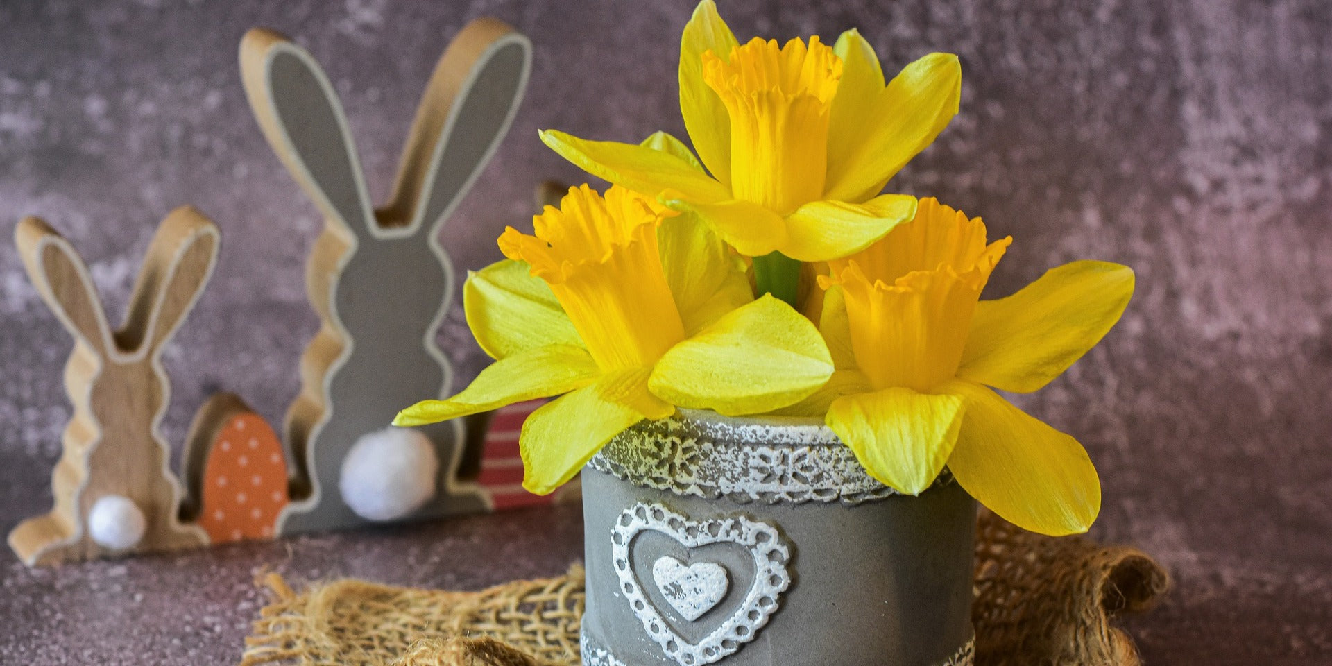 daffodils on dining table