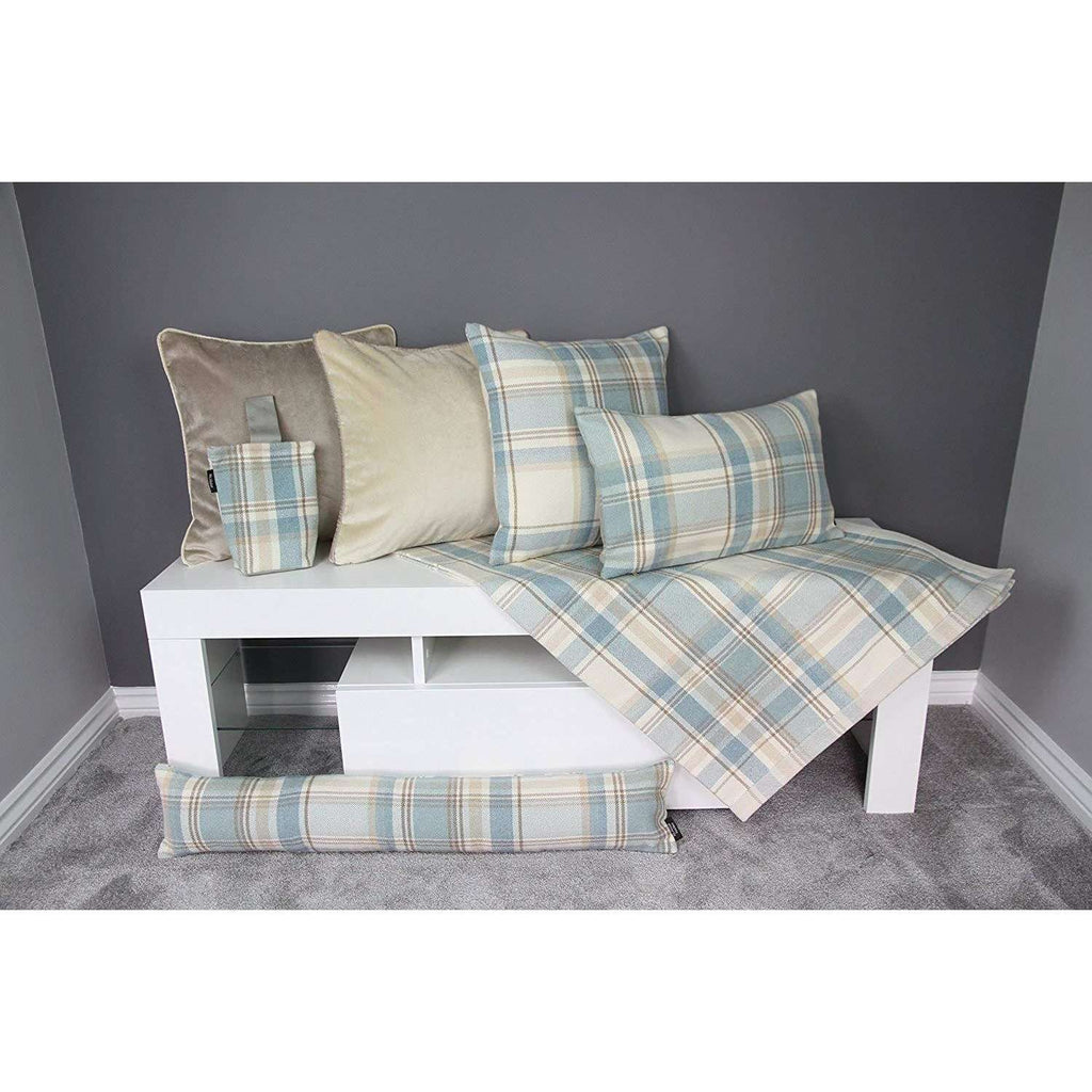 Heritage Duck Egg Blue Tartan Home Decor Design Set