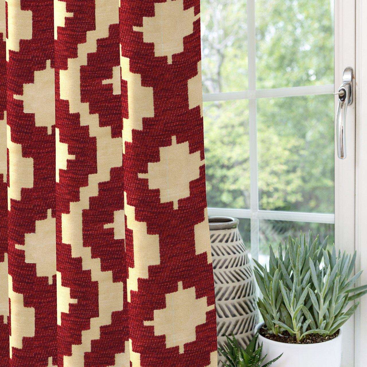 Mcalister Textiles Geometric Patterned Red Curtains