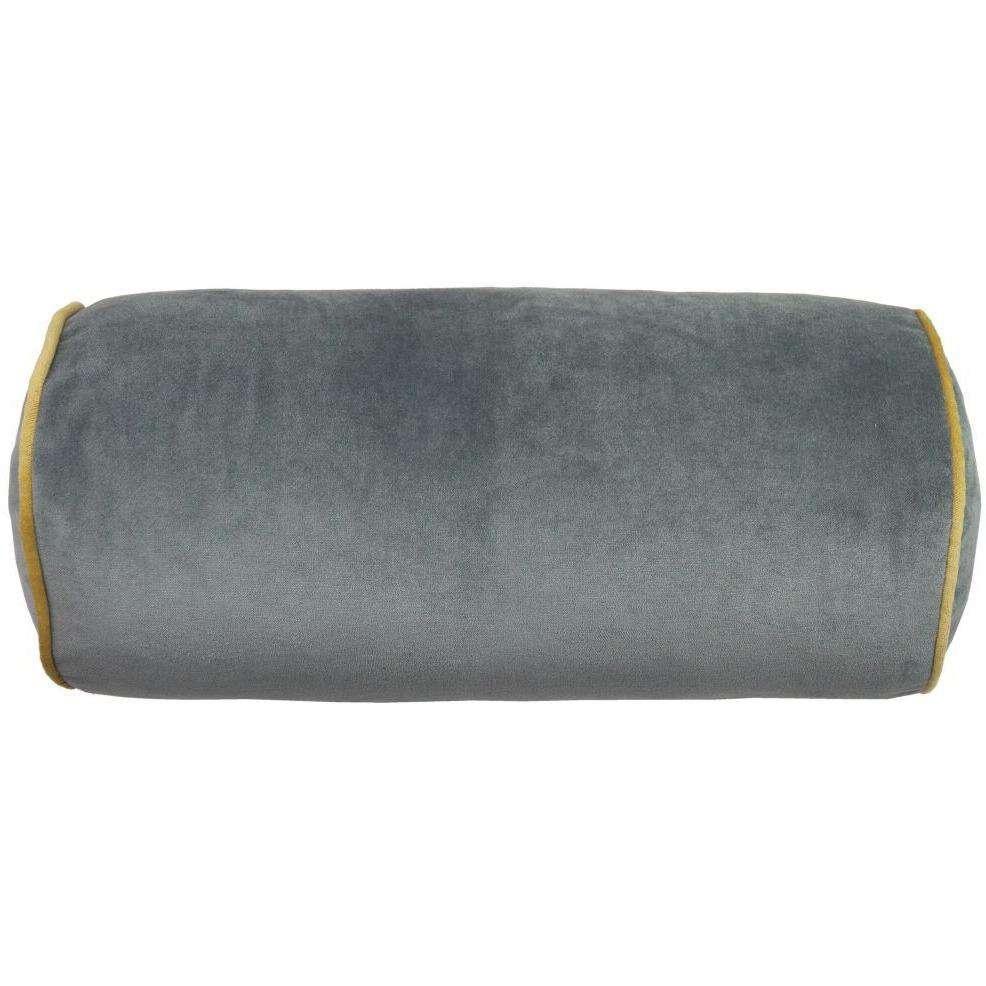 grey velvet bolster cushion