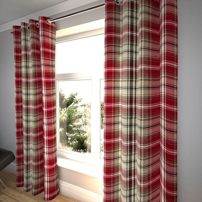 Mcalister Textiles Angus Red White Tartan Curtains