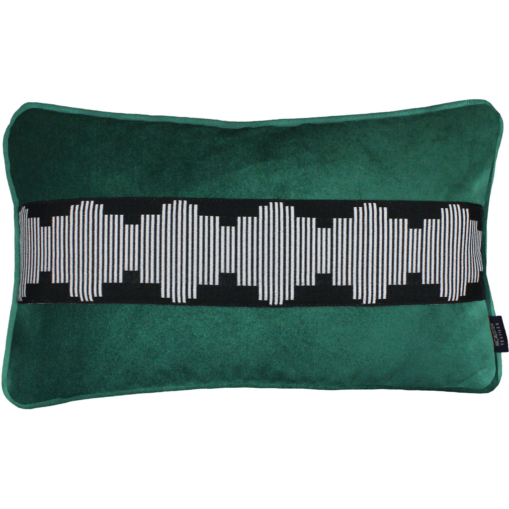 Mcalister Textiles Striped Emerald Green Velvet Pillow