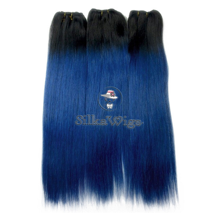 Blue Ombre Hair Extensions 100 Human Virgin Hair 2pcs 3pcs