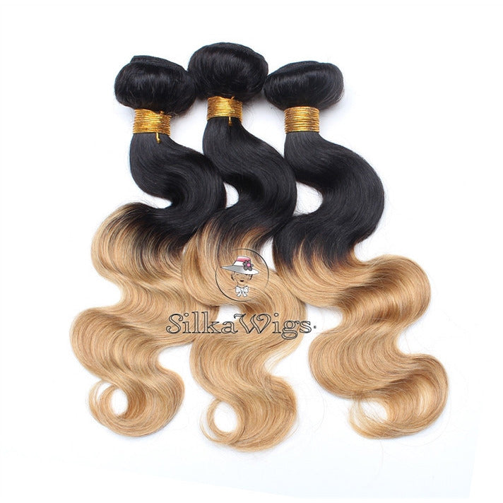 Blonde Ombre Balayage Human Hair Extensions 2pcs 3pcs Silkawigs