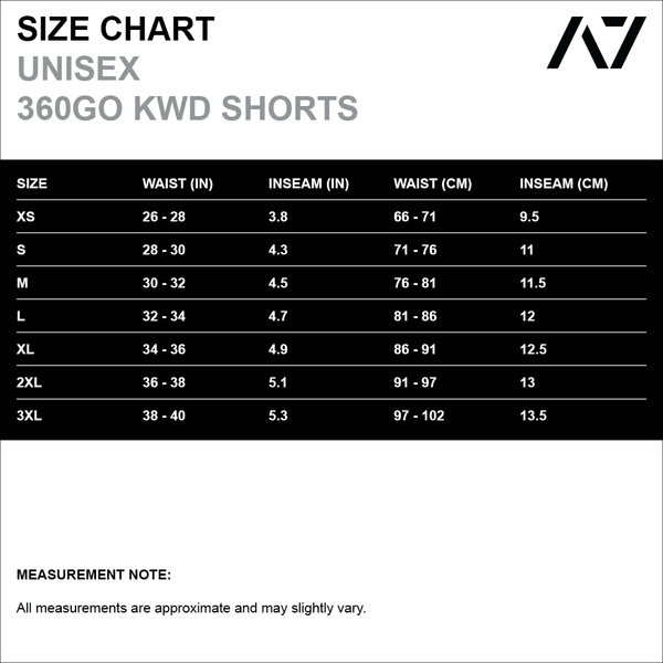 360Go KWD Shorts Size Chart