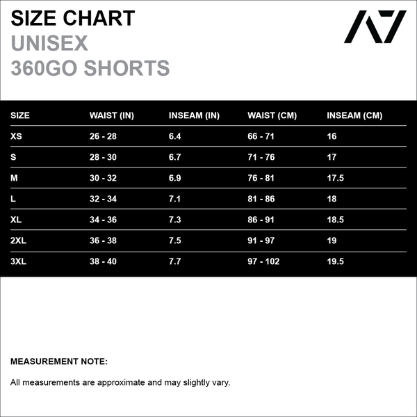 360Go Shorts Size Chart