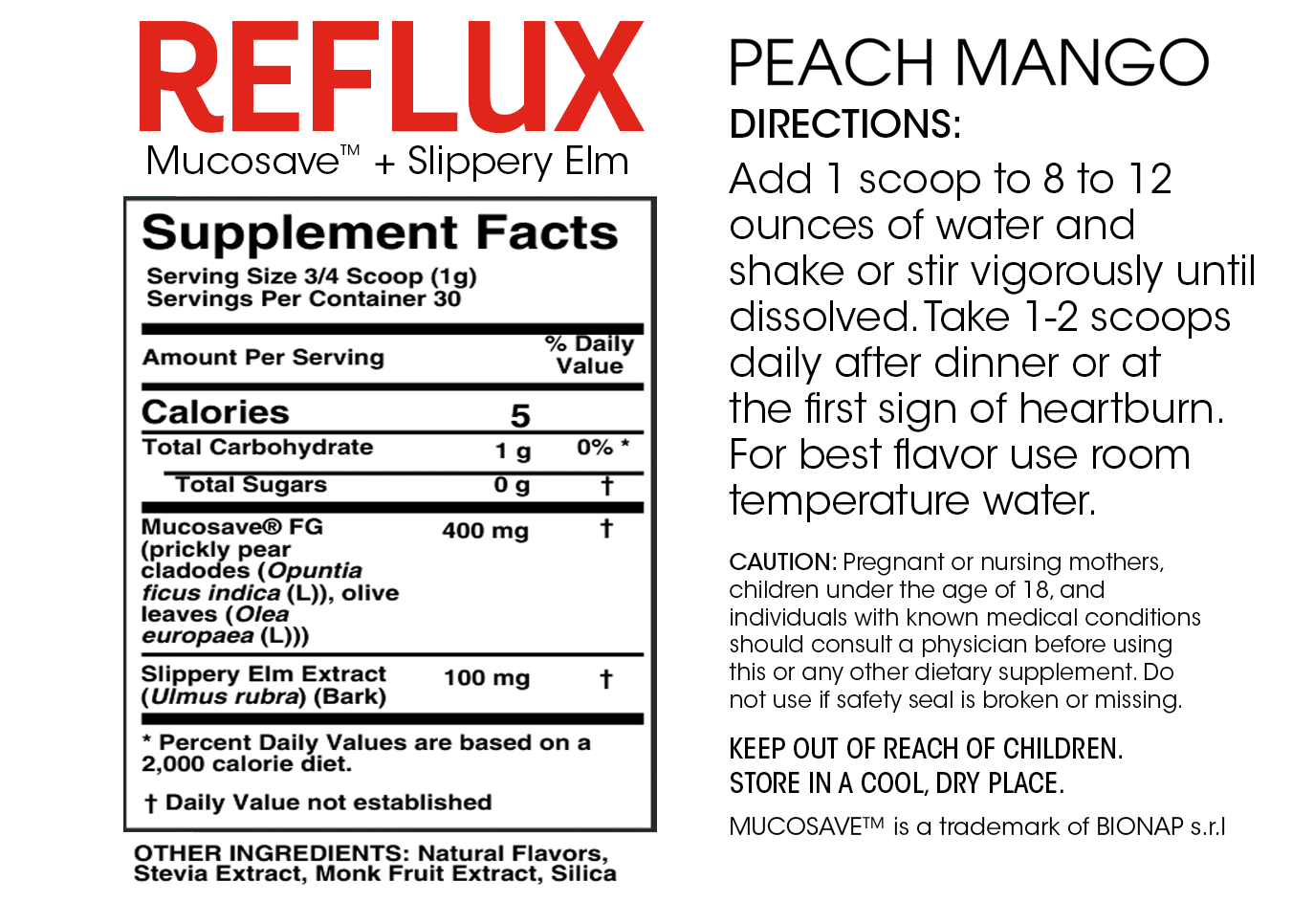 Peach Mango - Supplement Facts