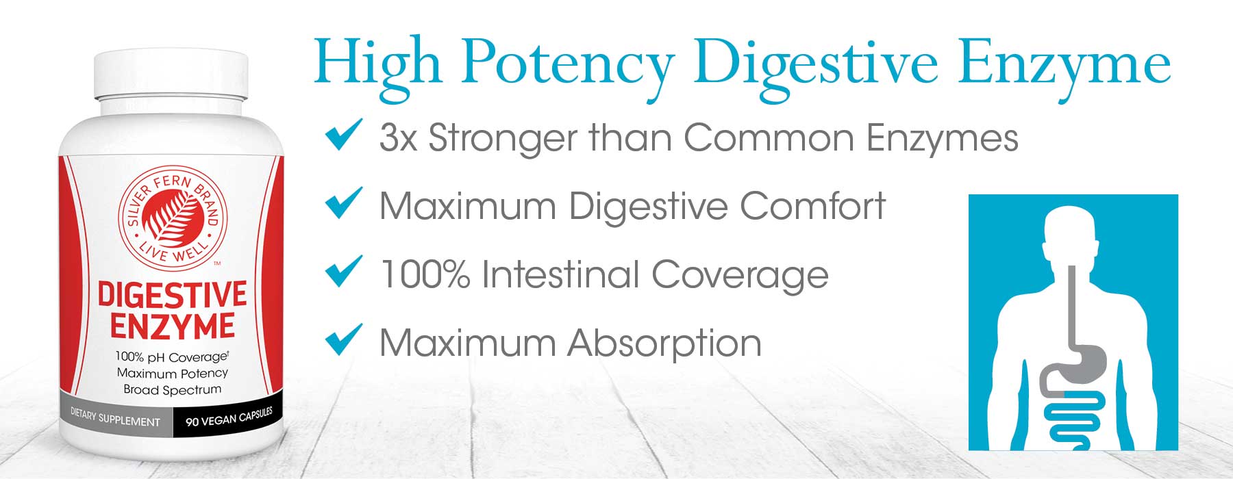 Digestive Enzyme with 100% pH Coverage - 90 Servings – Silver Fern™ Brand