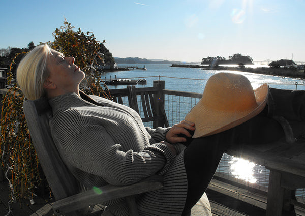 sitting by the bay, basking in the sun