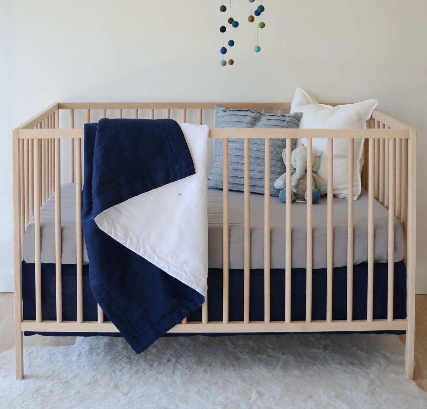 solid navy blue crib bedding