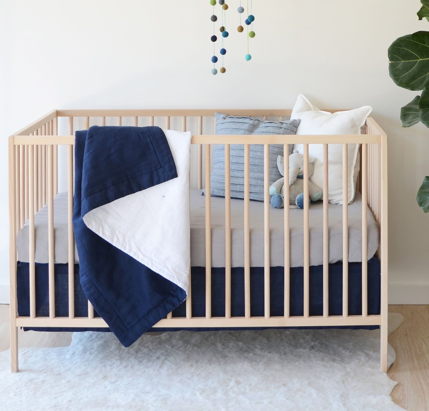 solid navy blue crib bedding