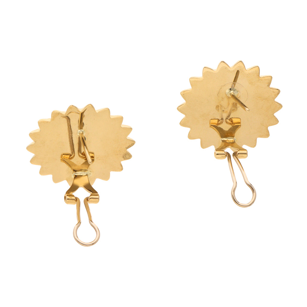 Aretes diseño especial motivo girasol en oro amarillo 18 kilates. –  Nacional Monte de Piedad