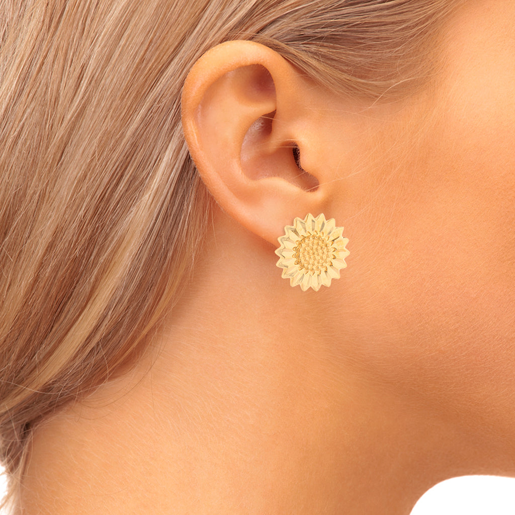 Aretes diseño especial motivo girasol en oro amarillo 18 kilates. –  Nacional Monte de Piedad