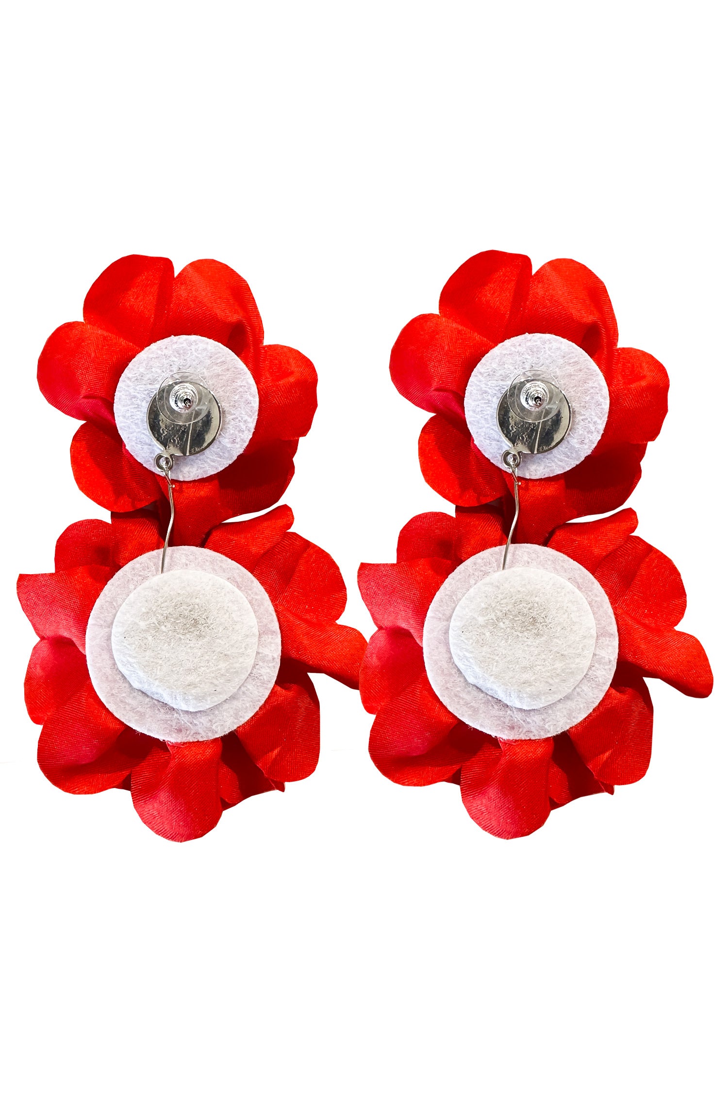 Meghan Red Flower Drop Earrings