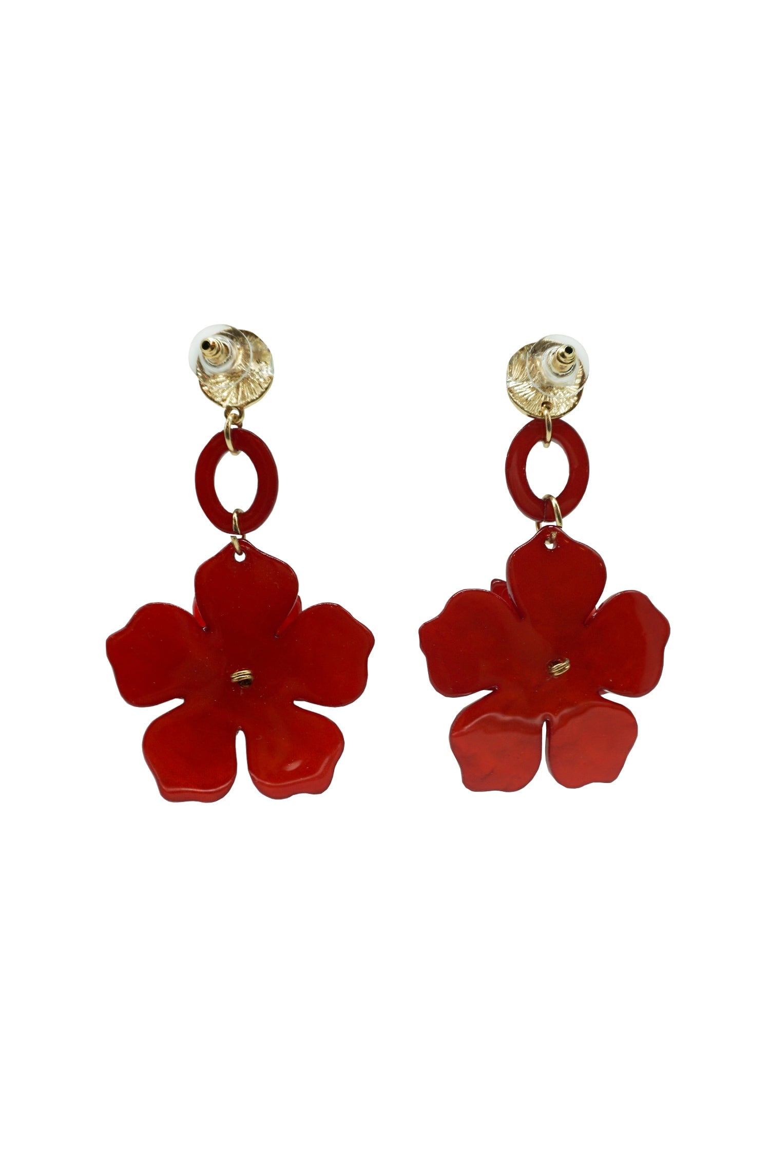 Petra Red Flower Drop Earrings