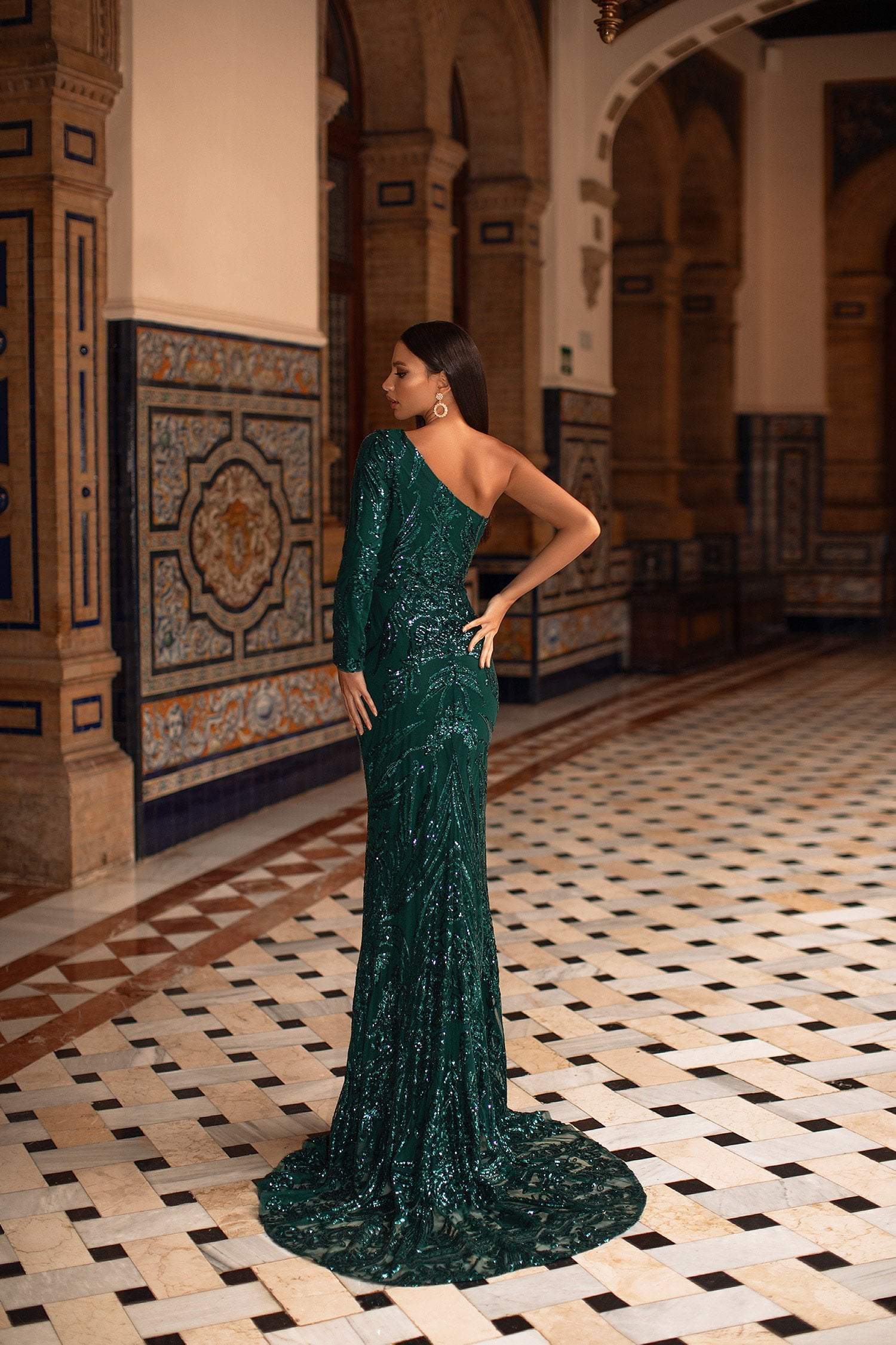 Jaime Sequin Gown - Emerald