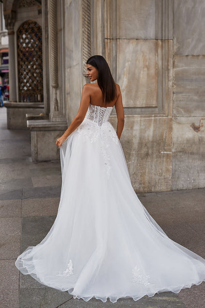 Melek Gown - Sheer Balloon Sleeve Wedding Dress with Floral Fabric – A&N  Luxe Label