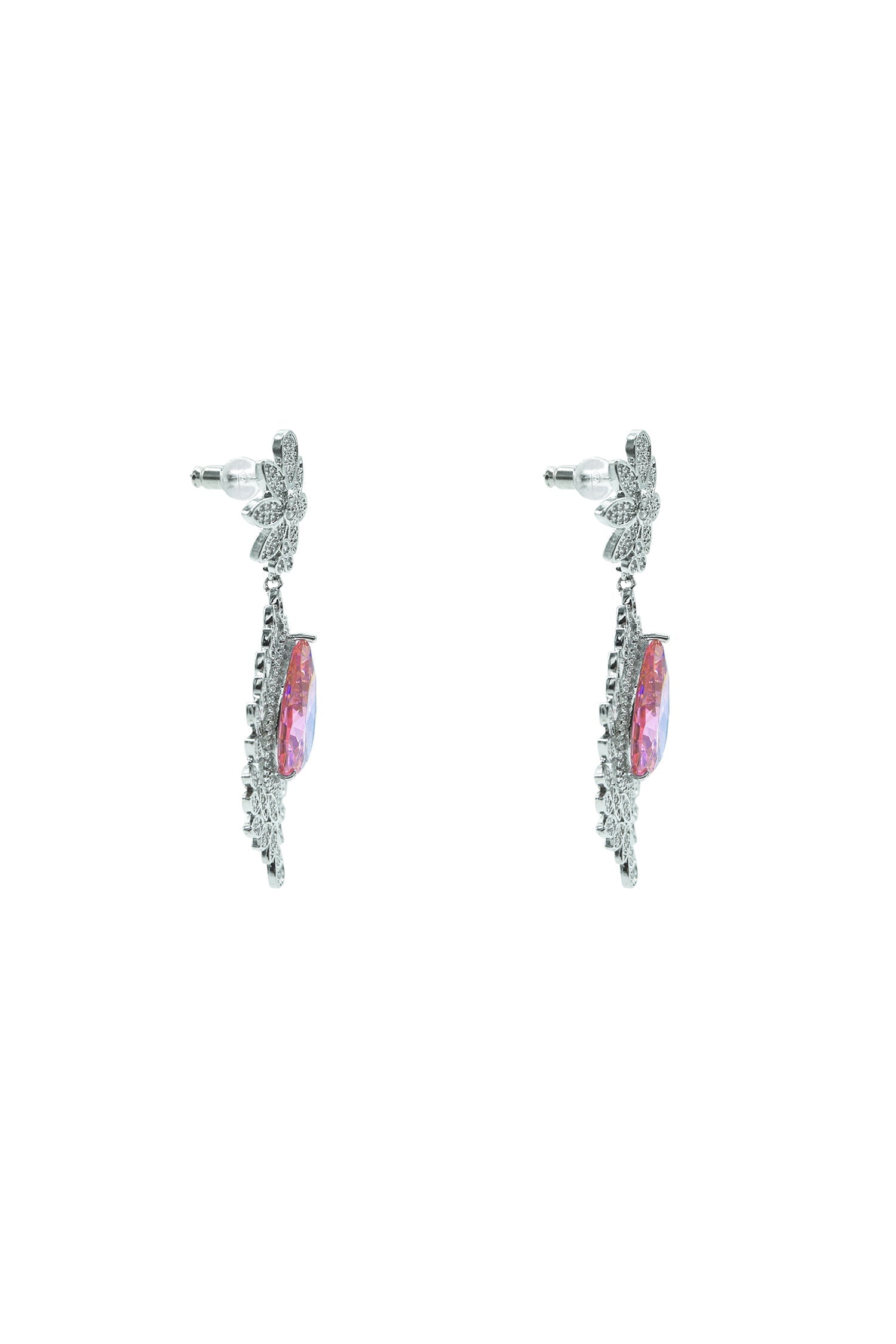 Clementine Embellished Pink Gem Earrings