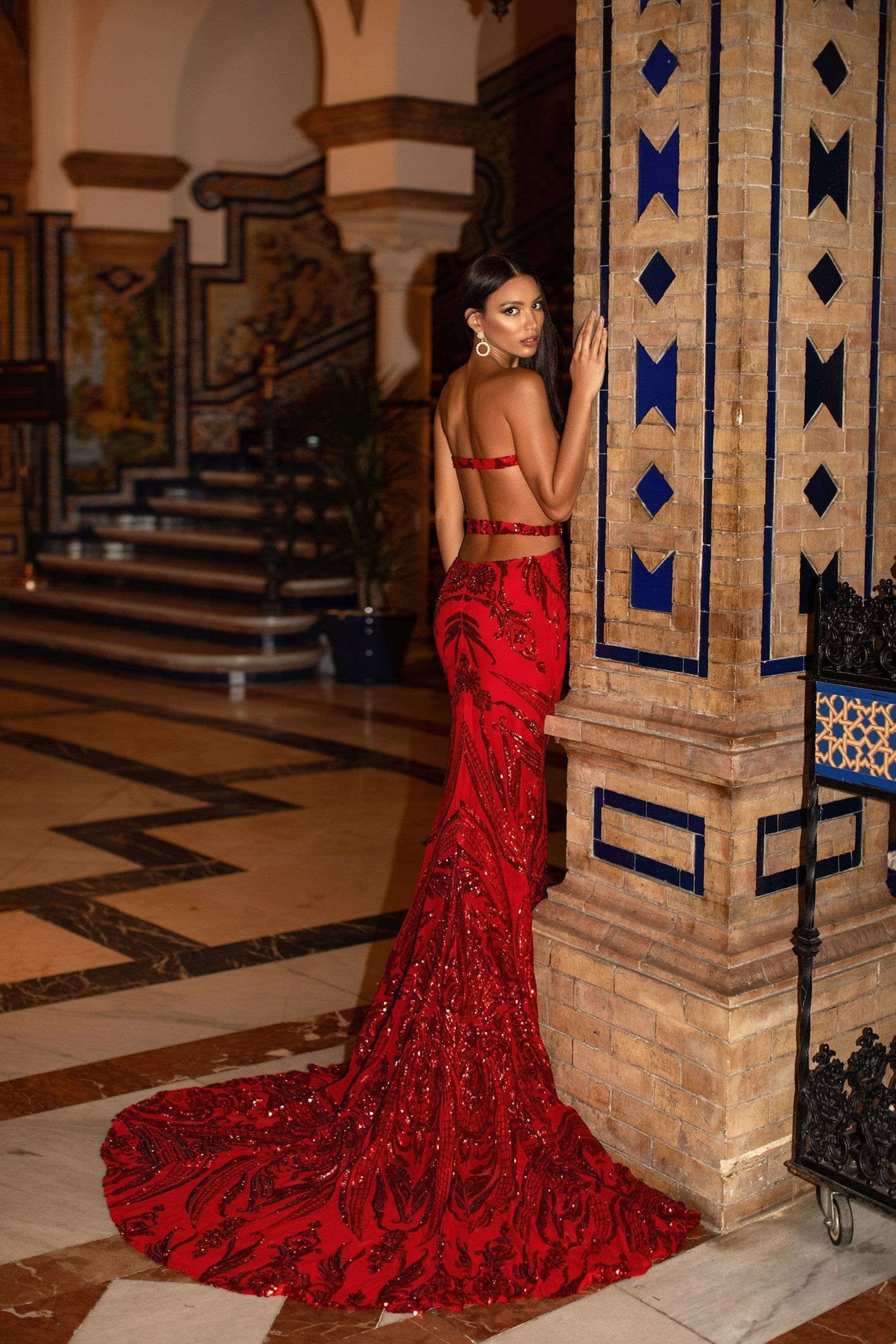 Levina Sequin Gown - Red