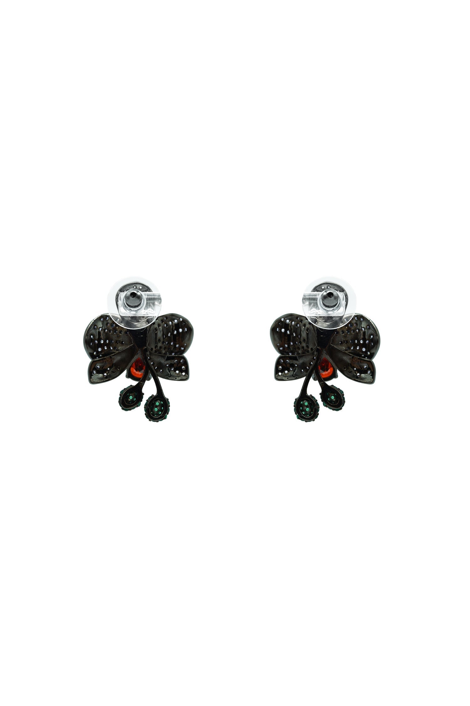 Amandine Black Floral Studs