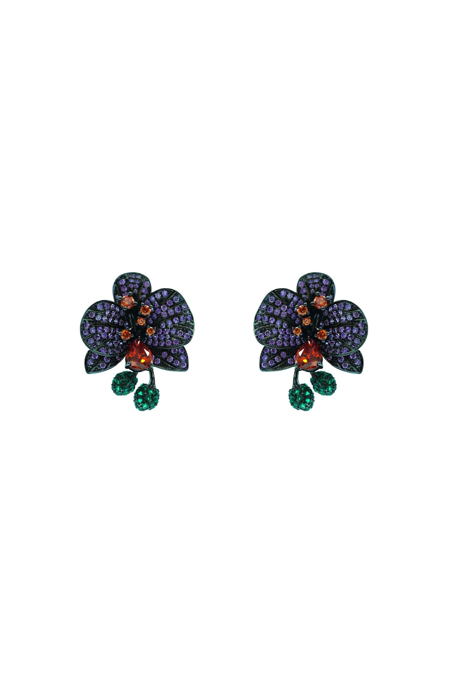 Amandine Black Floral Studs