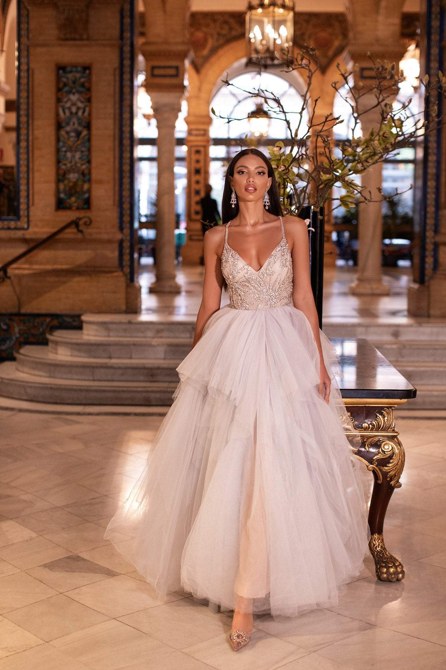 Valeriya Beaded Tulle Gown